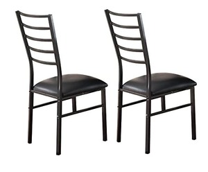 lot 3677 image: Kings Brand Furniture Black Metal Dining Room Chair With Vinyl Seat, Set of 2 Chairs