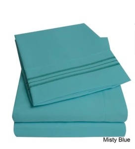 lot 3701 image: Deep Pocket Soft Microfiber 4-piece King Bed Sheet Set