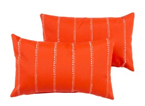 lot 3710 image: Marion Orange Dotted Stripe Knife Edging Pillow Set by Havenside Home 16 x 7, Set of 2