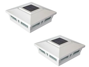 lot 3773 image: 6 x 6 White Aluminum Oxford Solar Post Cap (Set of 2)