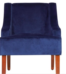 lot 3774 image: Porch & Den Lyric Navy Velvet Swoop Arm Accent Chair- Retail$151.99