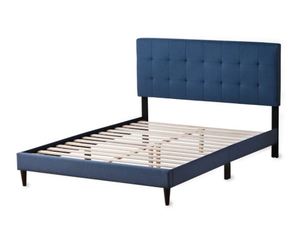 lot 3775 image: Copper Grove Ayrum Upholstered Bed Frame with Square Twin XL Tufted Headboard- Retail$189.99