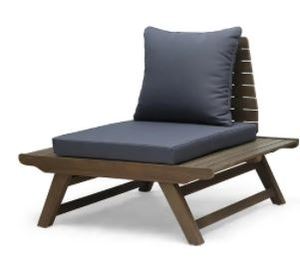 lot 3806 image: Sedona Outdoor Wooden Chair With Grey Cushion