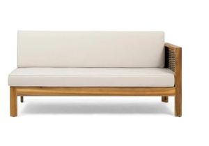 lot 3818 image: Linwood Outdoor Wood and Wicker Sectional (Damage to Back Wicker)