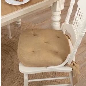 lot 3804 image: Burlap Natural Chair Pad (Set Of 2)