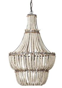 lot 3754 image: Alden Decor Blanca Chandelier in White Beads- Retail$314.49