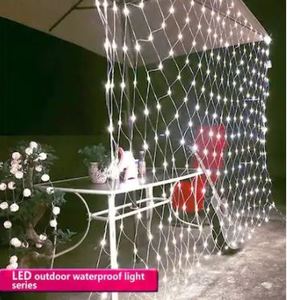 lot 3802 image: 96 LED Net Grid String Light Decorate Garden Fairy Light Christmas Holiday Light US Plug (Set of 2 Pack)