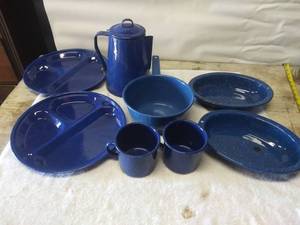 lot 3919 image: Enamelware Lot Including Percolater