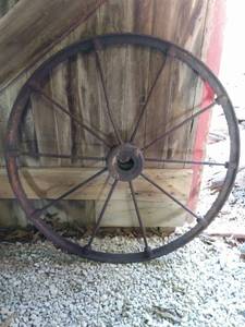 lot 5541 image: vintage steel spoke wheel