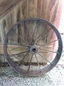 lot 5542 image: vintage steel spoke wheel