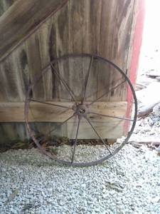 lot 5544 image: vintage steel spoke wheel