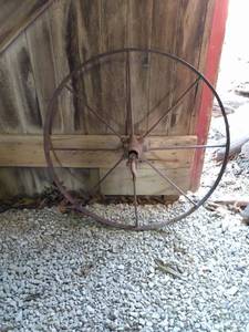 lot 5545 image: vintage steel spoke wheel