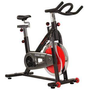 lot 65106 image: Sunny Health Fitness Indoor Exercise Cycle Bike w 49 lb Flywheel - SF-B1002