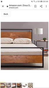 lot 65107 image: Zinus Suzanne Metal And Wood Platform Bed With Headboard And Footboard  Box ...