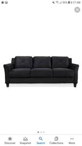 lot 65109 image: Lifestyle Solutions Harvard Microfiber Sofa, Black