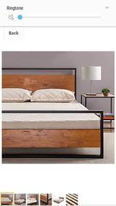 lot 65110 image: Zinus Ironline Metal And Wood Platform Bed With Headboard  Box Spring Optional