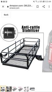 lot 65123 image: OKLEAD Hitch Mount Cargo Carrier 60 x 24 x 14.4 Folding Cargo Rack Rear Hitch Tray Luggage Basket with 500 LB Capacity Fits 2 Receiver for Car SUV Pickup