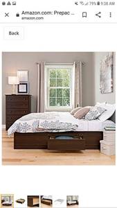 lot 65124 image: Prepac Full Mates Platform Storage Bed with 6 Drawers, Espresso