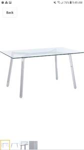 lot 65126 image: Christopher Knight Home Zavier Tempered Glass Dining Table, Clear  Chrome