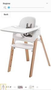 lot 65127 image: Stokke Steps Bundle, Baby Set, Seat, Tray - White, Legs - Natural