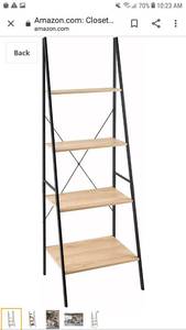 lot 65132 image: ClosetMaid 1312 4-Tier Wood Ladder Shelf Bookcase, Natural