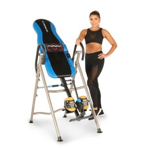 lot 65134 image: EXERPEUTIC 275SL Heat and Massage Therapy Inversion Table with NO PINCH AIRSOFT Ankle Holder and SURELOCK Ratchet System