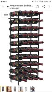 lot 65136 image: Sorbus Wine Rack Free Standing Floor Stand - Racks Hold 75 Bottles of Your Favorite Wine - Large Capacity Elegant Wine Storage for Any Bar, Wine Cellar, Kitchen, Dining Room, etc