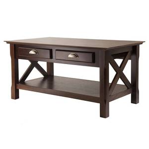 lot 65142 image: Winsome Wood Xola X Panel Coffee Table with Drawers, Cappuccino