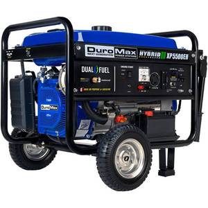 lot 65143 image: DuroMax XP5500EH 5500-Watt Electric Start Dual Fuel Hybrid Portable Generator $599.99 retail