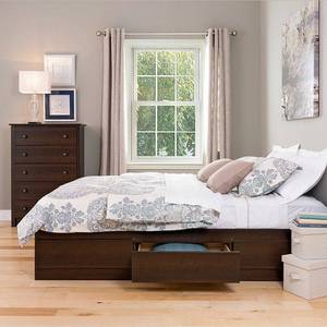 lot 65157 image: Prepac Edenvale Full Platform Storage Bed with Headboard, Espresso
