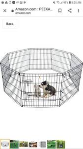 lot 65159 image: PEEKABOO Dog Pen Puppy Playpen Dog Fence Indoor Foldable Metal Wire Exercise Pen Dog Play Yard Gate Pet Enclosure Outdoor for Small Large Dogs Rabbits Bunny 8 Panels 24 & 42