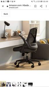 lot 65166 image: Hbada Office Task Desk Chair Swivel Home Comfort Chairs with Flip-up Arms and Adjustable Height, Black