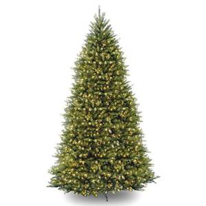 lot 65176 image: 12ft National Christmas Tree Company Pre-Lit Dunhill Fir Hinged Full Artificial Christmas Tree with 1500 Clear Lights