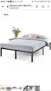 lot 65189 image: Best Price Mattress 14 Inch Metal Platform Beds Wheavy Duty Steel Slat Mattress
