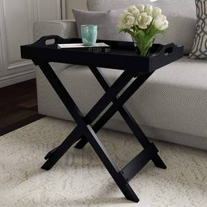 lot 65203 image: Lavish Home 80-FT-10 Decor Display and Home Accent Table with Removable Tray Top (Black