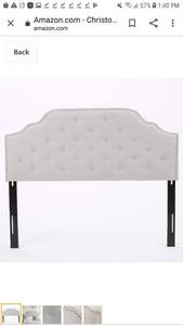 lot 65211 image: Christopher Knight Home Austell Fabric Headboard, Queen  Full, Light Grey