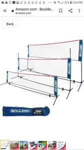 lot 65216 image: Boulder Portable Badminton Net Set. for Tennis, Soccer Tennis, Pickleball, Kids Volleyball. Easy Setup Nylon Sports Net with Poles
