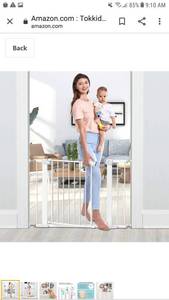 lot 65232 image: Tokkidas Auto Close Safety Baby Gate, 29.5-40.6 Easy Walk Thru Child Gate for Doorways,Stairs,Includes 2.75 and 5.5 Extension,4 Pack Pressure Mounts and 4 Pack Wall Cups