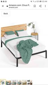 lot 65235 image: Zinus Paul Metal And Wood Platform Bed With Slat Support, Full