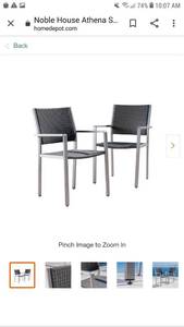 lot 65243 image: Athena Silver Aluminum Outdoor Dining Chair in Grey (2-Pack)