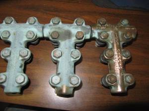 lot 1594 image: Lot OF 3 Used TCC8 050050 3 Solid Brass Connector  professional quality 6 inchs in length 3 34 Top Width