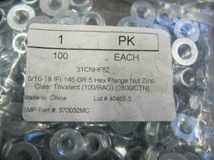 lot 1589 image: NEW LOT (400) 516 -18 IFI 145 GR-5 HEX FLANGE Nuts - Zinc Plated Clear Trivalent