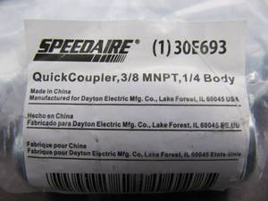 lot 1615 image: LOT OF 10 NEW SPEEDAIRE 30E693 38 MNPT X 14 BODY QUICK COUPLERS