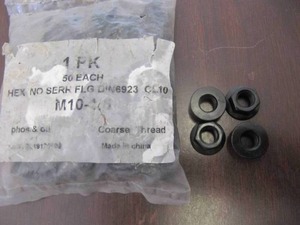 lot 1554 image: NEW (100 ) M10ex Flange Nuts Class 10 DIN 6923 - Phos & Oil Finish-1.5 Metric _Excellent for Exhaust