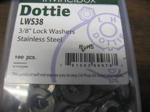 lot 1637 image: Lot Of NEW 100pcs DOTTIE  LWS38  38 Stainless Steel Lock Washers