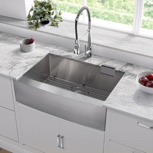 lot 3005 image: Swiss Madison SM-KS759 Stainless Steel Rivage 30 Farmhouse Single Basin Stainless Steel