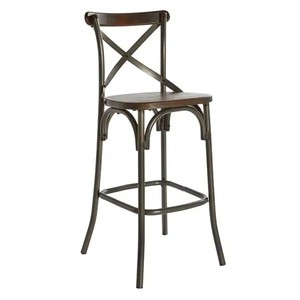 lot 3009 image: Indio 30 inch Barstool with Walnut Seat and Matte Industrial Steel Base