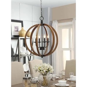 lot 3011 image: The Gray Barn Vineyard Distressed Mahogany and Bronze 4-light Globe Chandelier