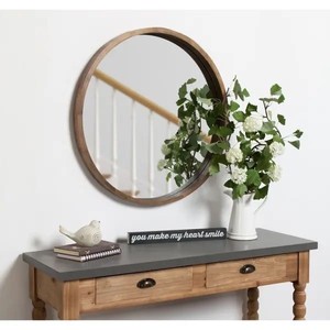 lot 3012 image: Hutton Round Decorative Wood-framed Wall Mirror