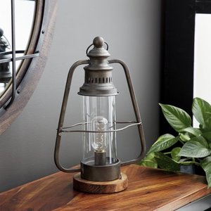 lot 3014 image: Decmode - Industrial Brown Metal Electric Lantern, 10 x 16